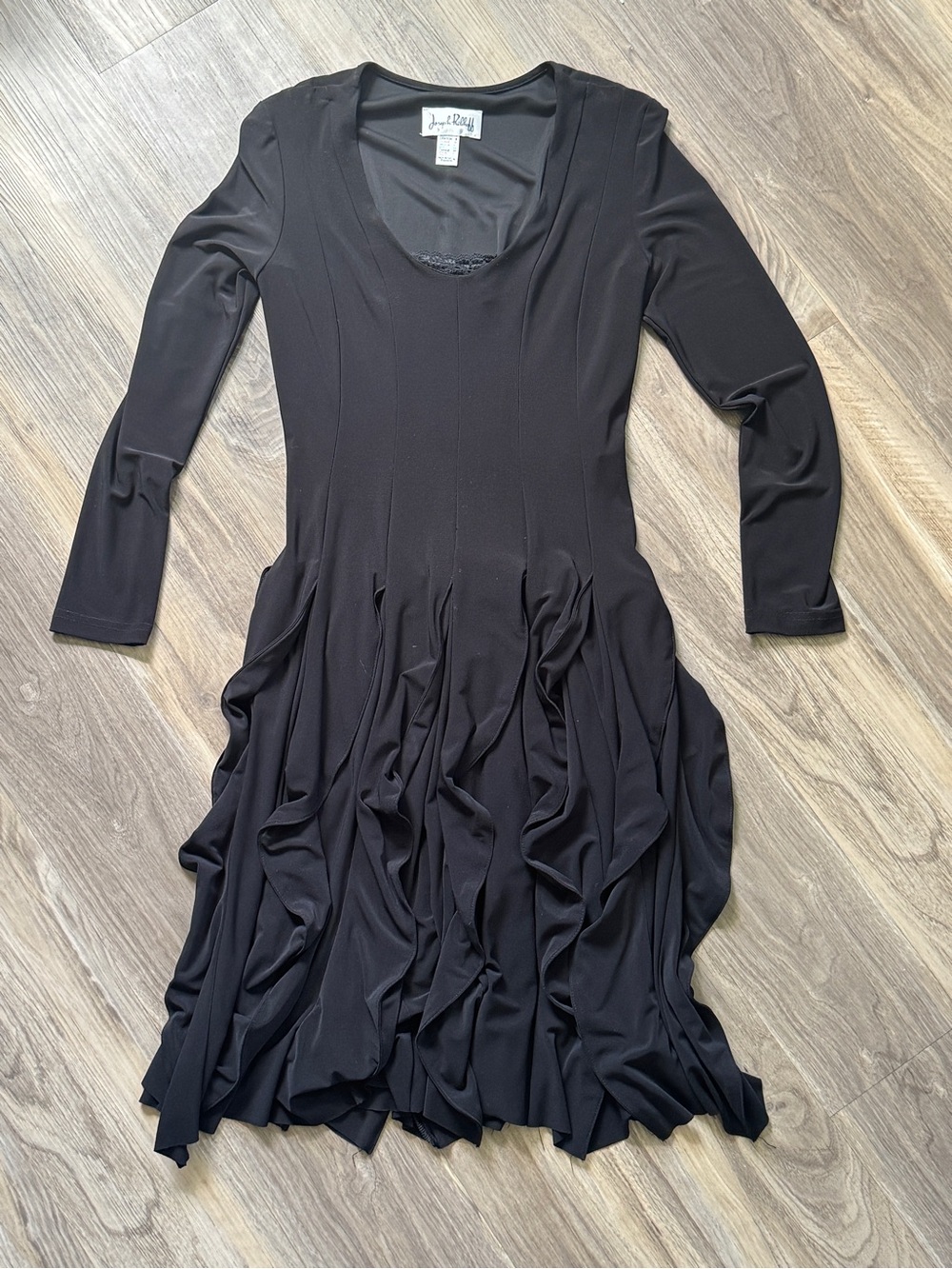 Joseph Ribkoff Black Draped Ruffle Dress | Size 8